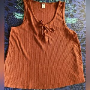 Burnt Orange Old Navy Ribbed tank with front ties |Size: L